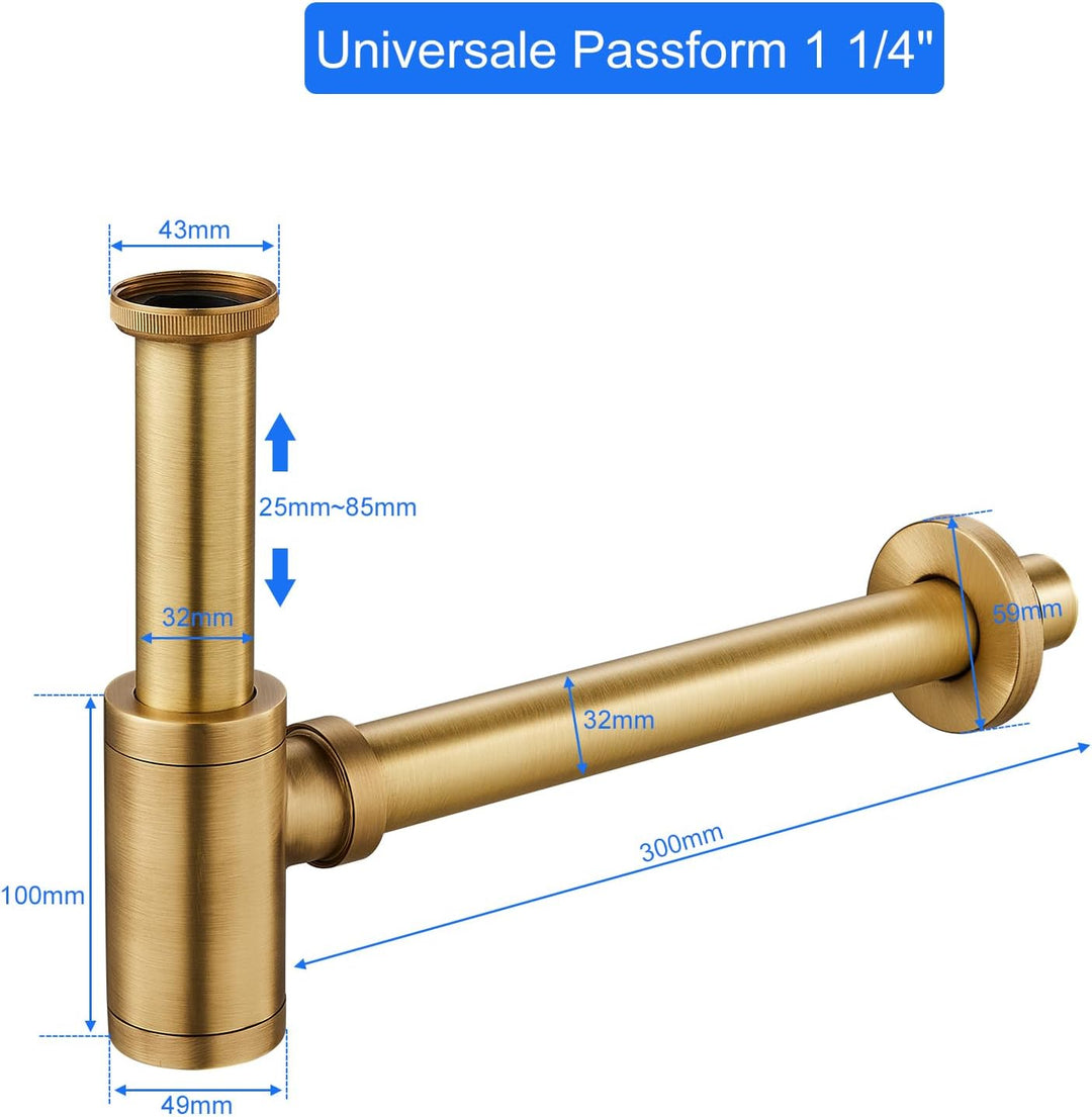 KEOKBON Universal Siphon, Siphon für Waschbecken & Waschtisch, Keymark Messing Syphon Sifon Universa