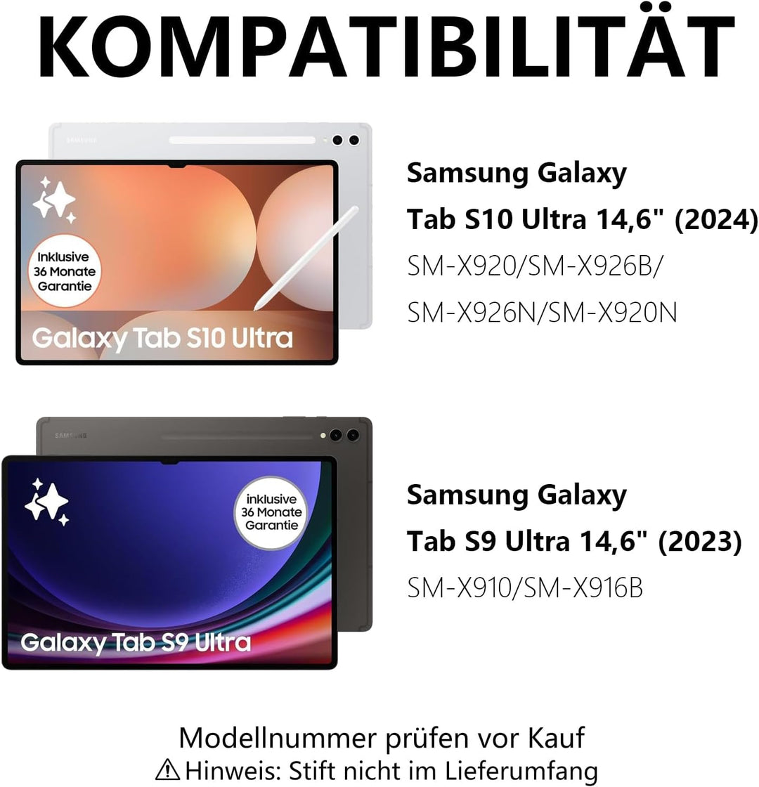 Für Tab S10 Ultra 14.6" Tastaturhülle mit Beleuchtung QWERTZ | Für Samsung Galaxy Tab S10 Ultra Tast