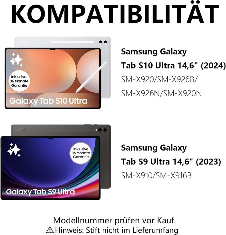 Für Tab S10 Ultra 14.6" Tastaturhülle mit Beleuchtung QWERTZ | Für Samsung Galaxy Tab S10 Ultra Tast