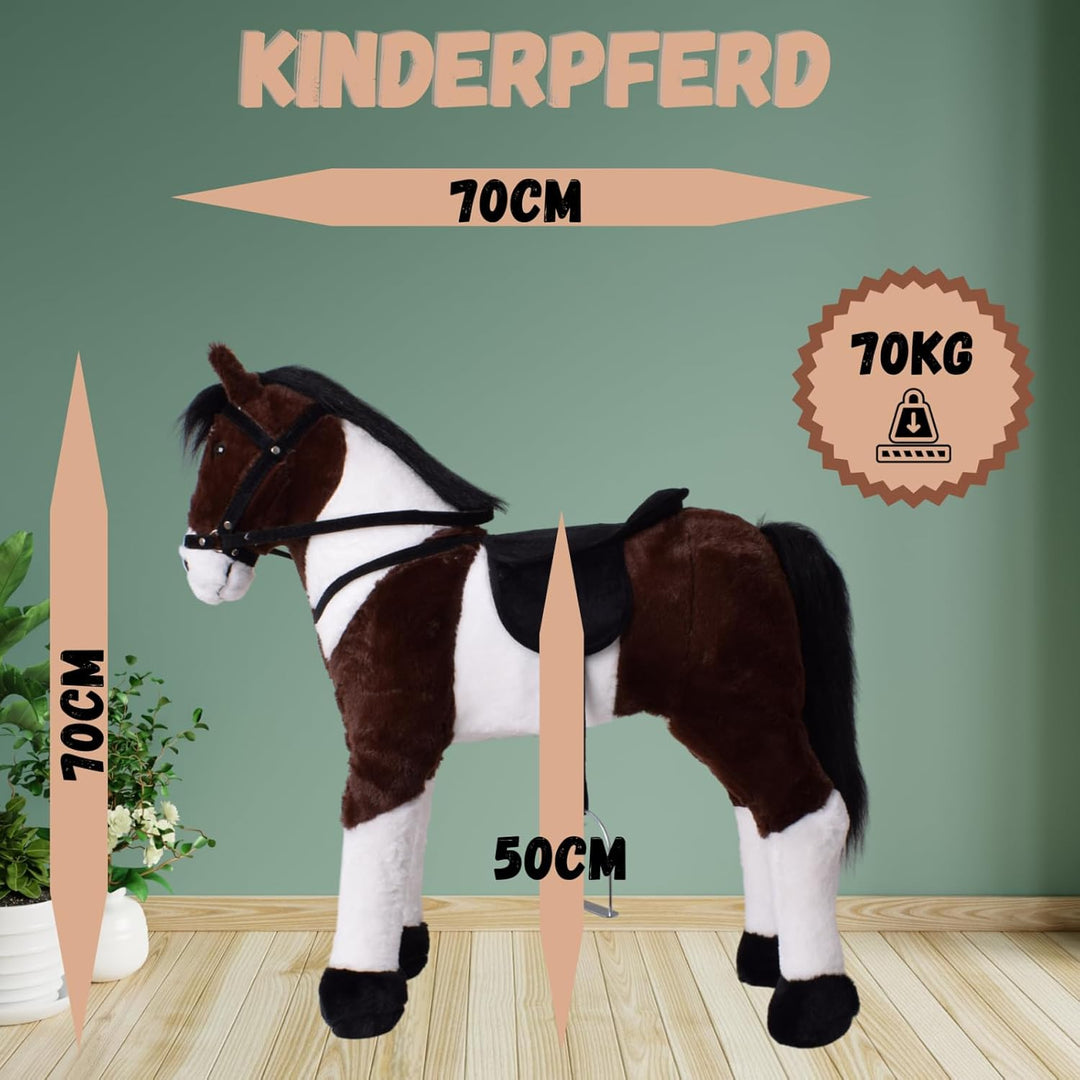 TE-Trend Pferd, 70 cm – Plüschpferd zum Reiten – Kinder Reitpferd mit Sattel, Zaumzeug und Steigbüge