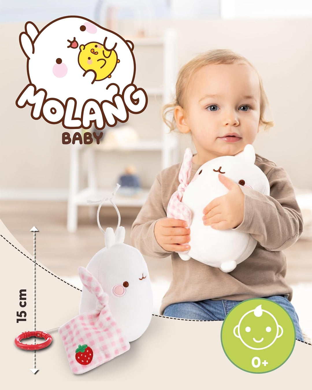 NICI Spieluhr Baby Einschlafhilfe MOLANG 15 cm mit sanfter, beruhigender Gute-Nacht-Melodie - Flausc