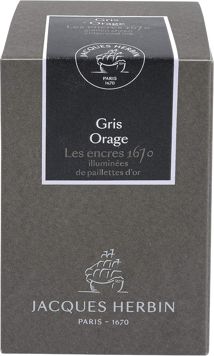 Jacques Herbin 15009JT Jubiläums- Tintenflakon 1670, 50 ml, für Federhalter, Farbintensiv, Grau Gris