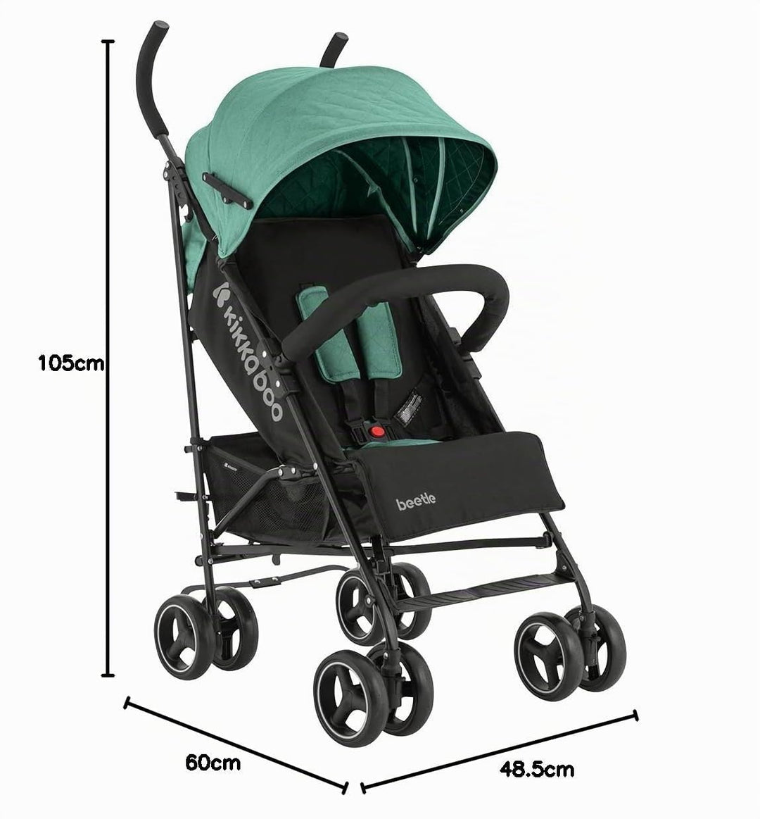 KikkaBoo BEETLE Kinderwagen, Babysportwagen bis zu 22 kg, Zusammenklappbar, Leicht, Kompakt, Minze,