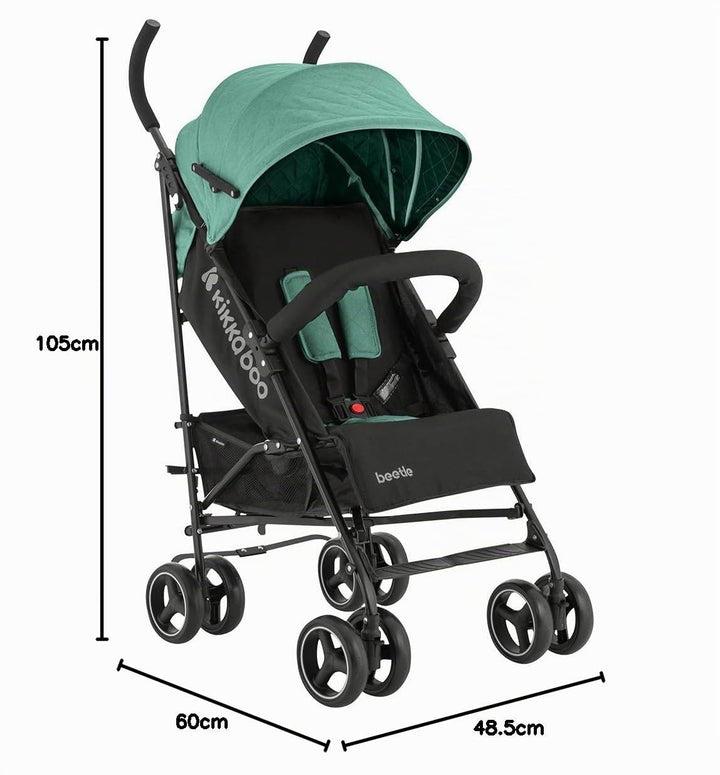 KikkaBoo BEETLE Kinderwagen, Babysportwagen bis zu 22 kg, Zusammenklappbar, Leicht, Kompakt, Minze,