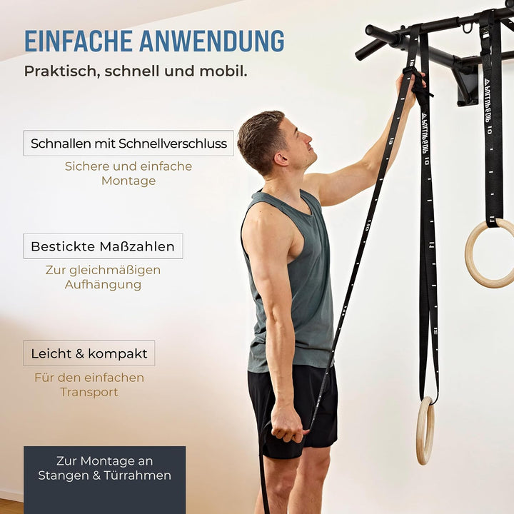 PULLUP &amp; DIP Premium Turnringe Holz, Gym Rings Gymnastikringe, Turnerringe für Calisthenics, Breite