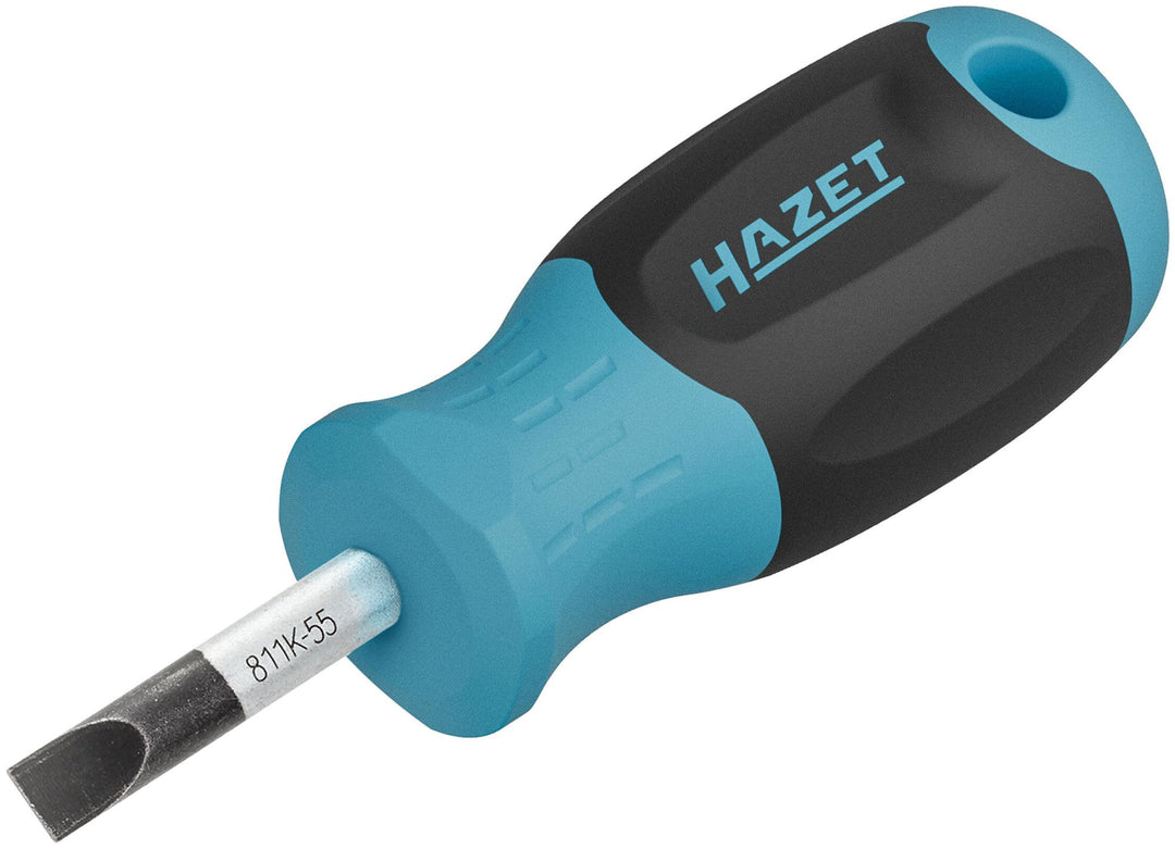 HAZET Schraubendreher 811K-55, SW 1 x 5,5 mm Schlitzprofil, Rutschfester 3-Komponenten-Griff, Rundkl