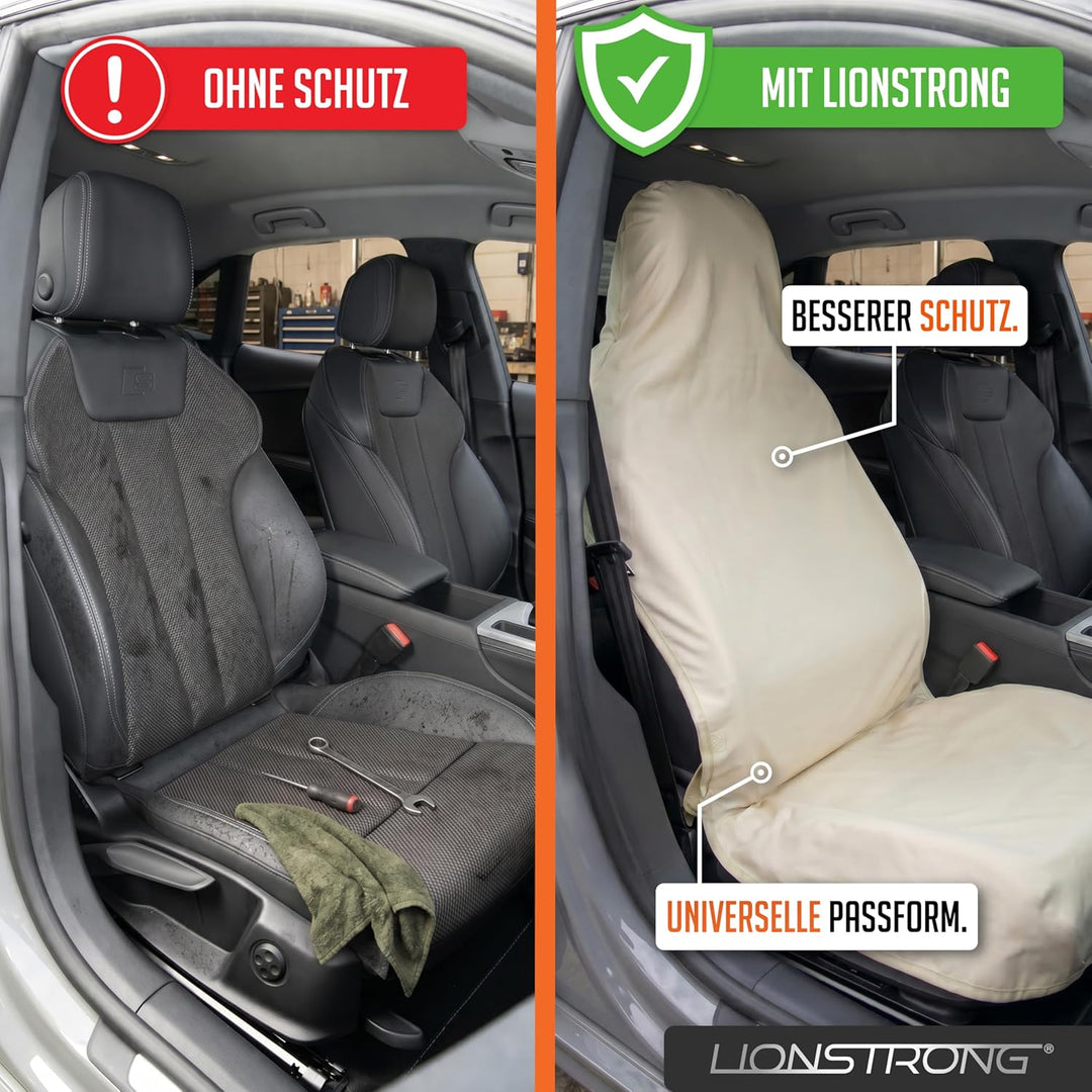 LIONSTRONG® Autositzschoner Vordersitz universell kompatibel [WASSERDICHT] - Autositzbezüge Vordersi