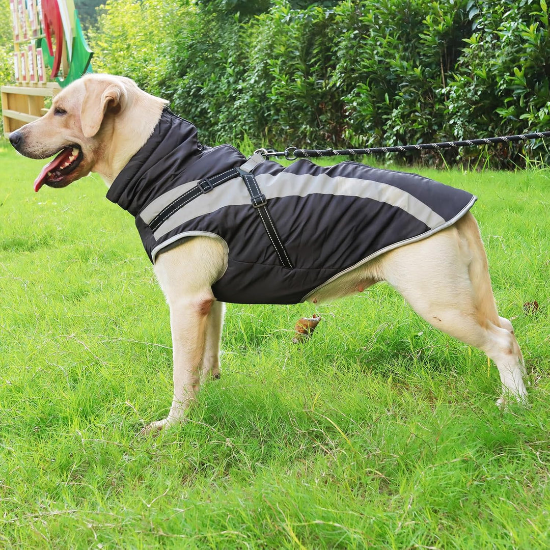 Wasserdichter Hundemäntelmit Geschirr Winter Warme Hundejacke Winddichte Haustier Kleidung Schneeanz