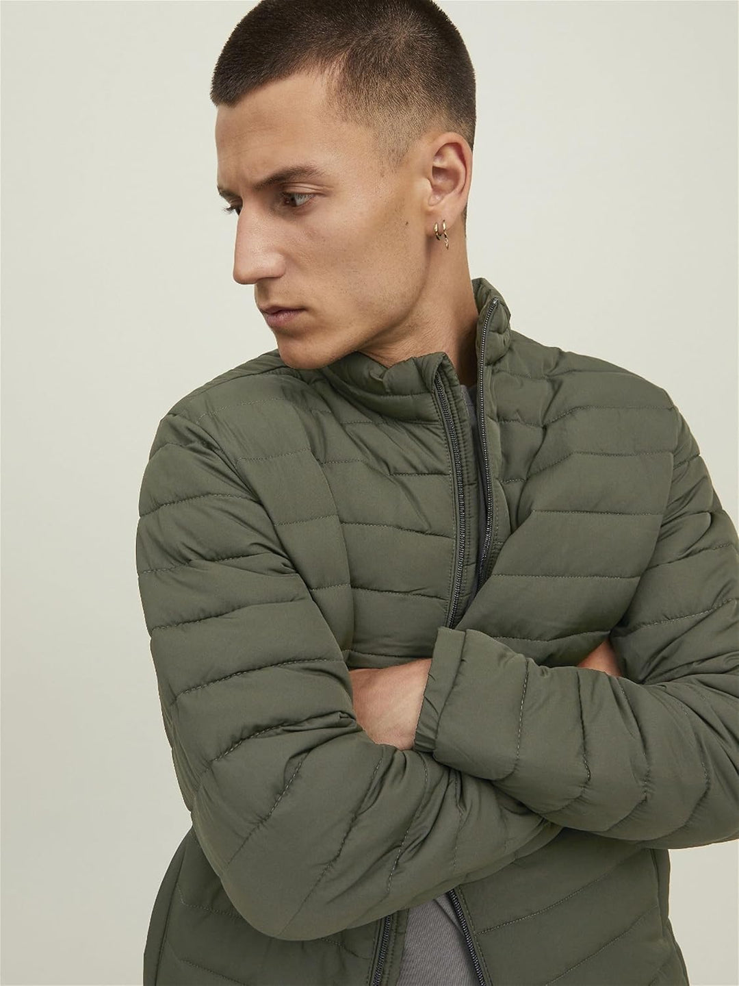 JACK & JONES Herren Leichte Steppjacke | Basic Übergangsjacke Wattiert | Blouson ohne Kapuze JJERECY