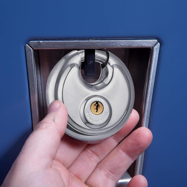 6 Stück 70mm Vorhängeschlöss, Diskusschloss aus Edelstahl Rostfrei, Vorhängeschloss mit Schlüssel, W