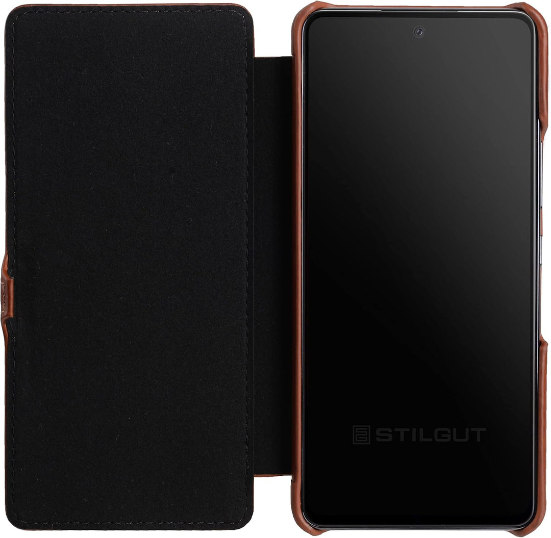 STILGUT Book Case kompatibel mit Samsung Galaxy A53 5G Hülle aus Leder mit Clip-Verschluss, Lederhül