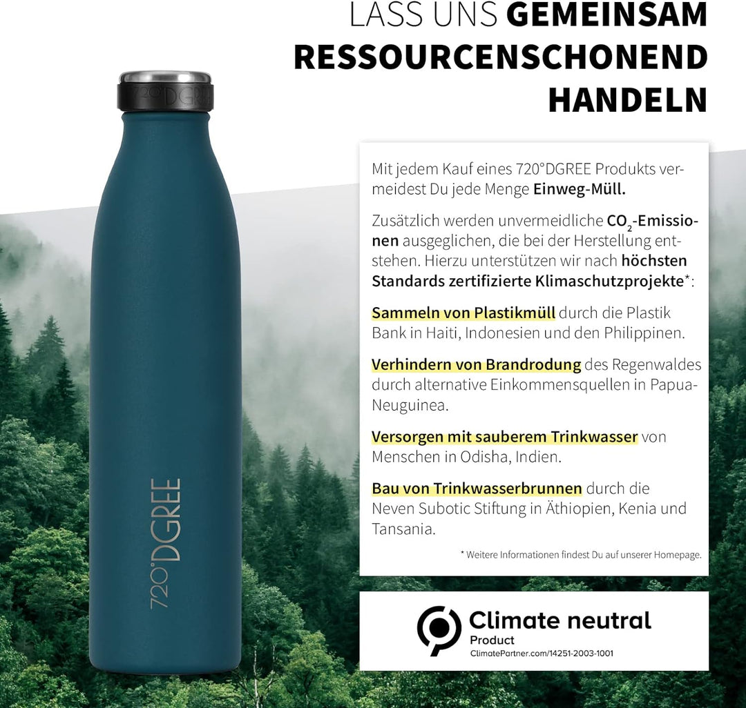 720°DGREE Edelstahl Trinkflasche “milkyBottle” - 750ml - BPA-Frei, Auslaufsicher, Kohlensäure geeign
