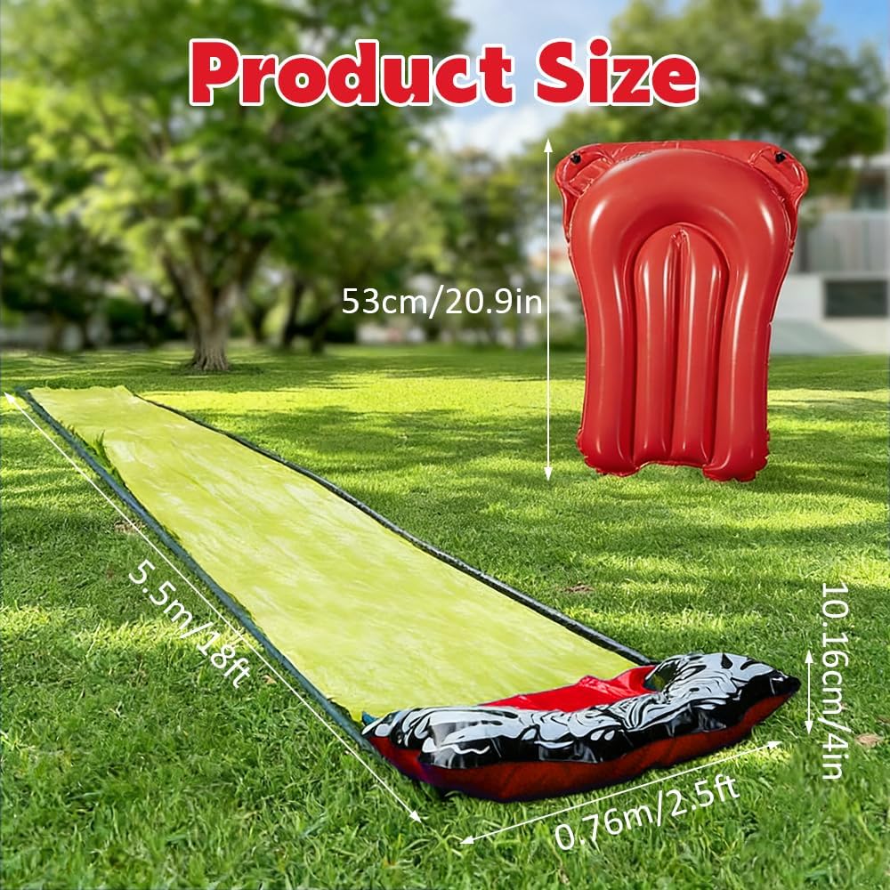 18ft/550cm Wasserrutsche Garten für Kinder, Rasen Wasserrutschen mit Bodyboards, Wasserrutschmatte m