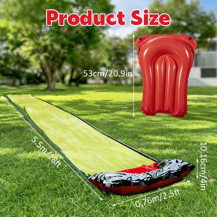 18ft/550cm Wasserrutsche Garten für Kinder, Rasen Wasserrutschen mit Bodyboards, Wasserrutschmatte m