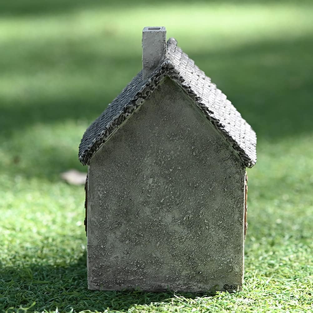 Feenhaus, 14cm Miniatur Pastoral kleines Haus Harz Retro Elfenhaus Miniatur Landschaft Gartenfigur G