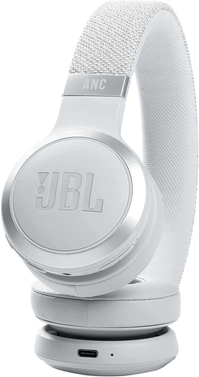 JBL Live 460NC kabelloser On-Ear Bluetooth-Kopfhörer in Weiss – Mit Noise-Cancelling und Sprachassis