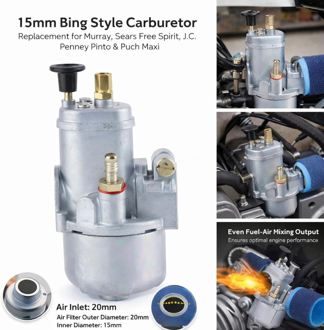 Aramox 15 Mm Bing Style Vergaser, 15 Mm Bing Style Vergaser, 20 Mm Einlassdurchmesser, Moped-Motorra