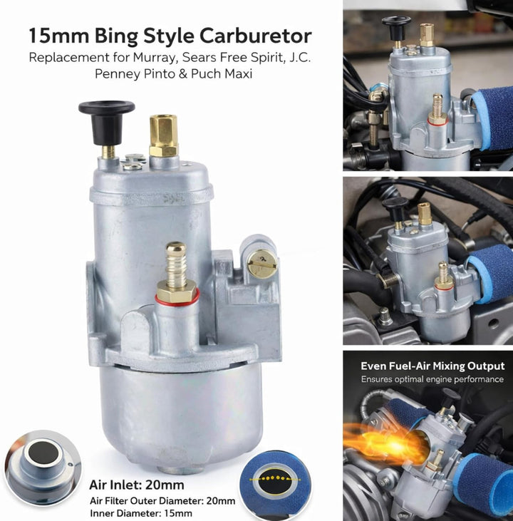 Aramox 15 Mm Bing Style Vergaser, 15 Mm Bing Style Vergaser, 20 Mm Einlassdurchmesser, Moped-Motorra