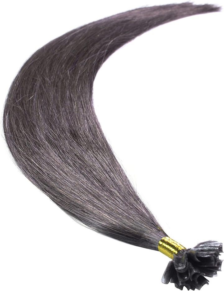 hair2heart Premium Extensions Echthaar Bondings glatt - 100 Strähnen 0.8g 50cm 6/0 dunkelblond 50cm