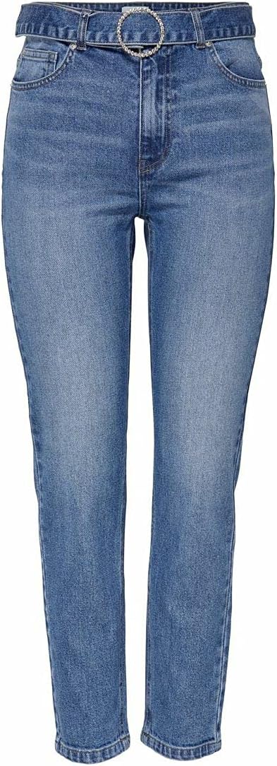 ONLY Damen Onlemily Life Hw Ankle Rs Belt DNM Bj Jeans 28W / 32L Medium Blue Denim, 28W / 32L Medium