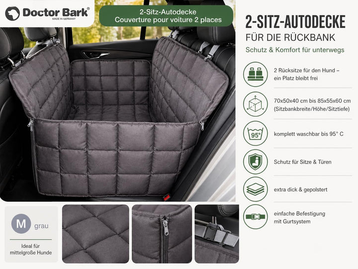 Doctor Bark 104311-200 2-Sitz Autodecke, grau, Grösse M, circa 80 x 55 x 58 cm