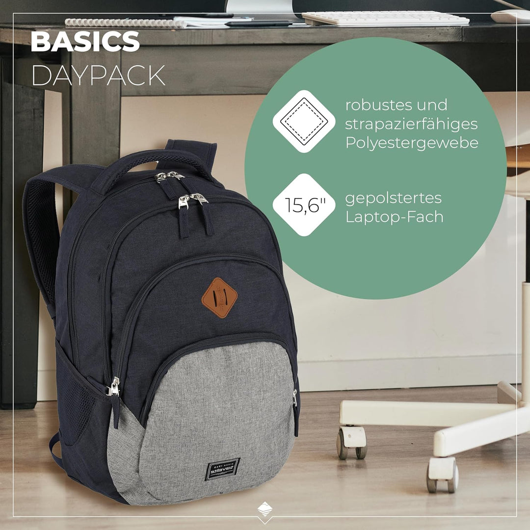 Travelite Handgepäck Rucksack, Laptop Rucksack 15,6 Zoll, BASICS, Daypack, Tagesrucksack mit vielen