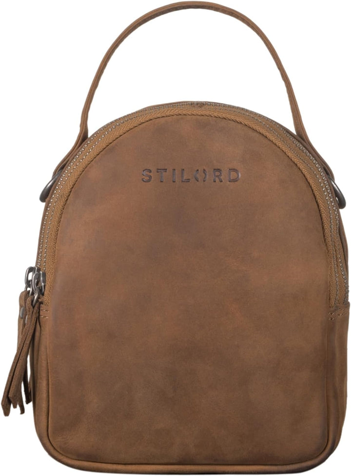 STILORD 'Stacy' Rucksack Handtasche Damen Klein Mini Daypack Lederrucksack Vintage Backpack aus Lede