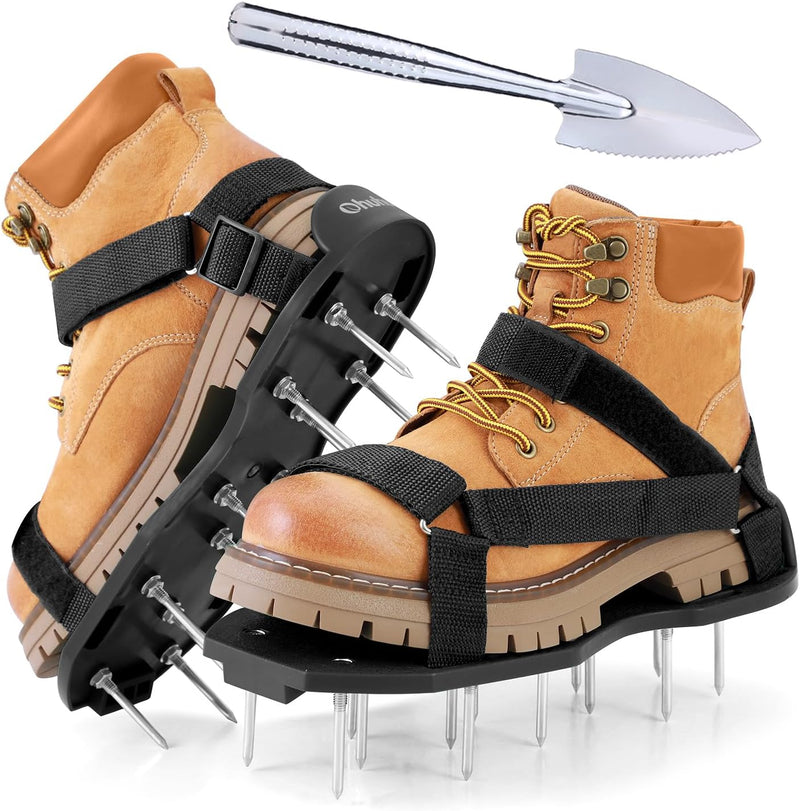 Ohuhu Rasenlüfter Schuhe Nagelschuhe mit Schaufel Kostenlose Installation, Rasenbelüfter Aerifiziere