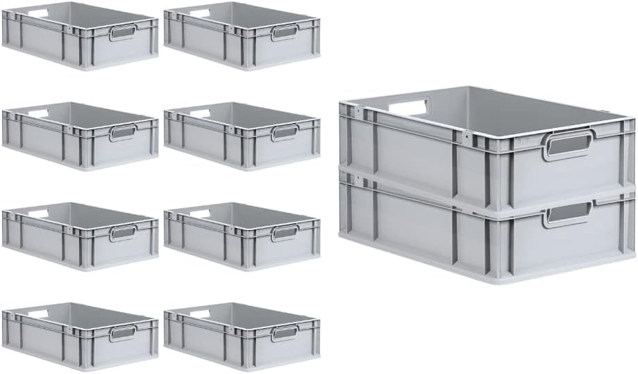 PROREGAL SuperSparSet 10x Eurobox NextGen Grip | HxBxT 17x40x60cm | 34 Liter | Griffe offen | Glatte
