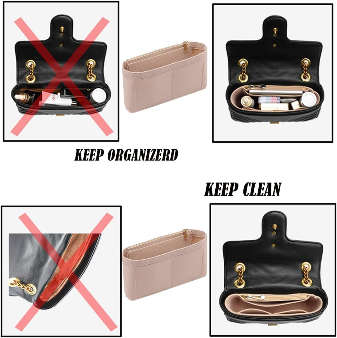 LEXSION Filzeinsatz mit ReiÃŸverschluss, kleine Handtasche Tote Shaper Einsatz für GG Marmont Matela