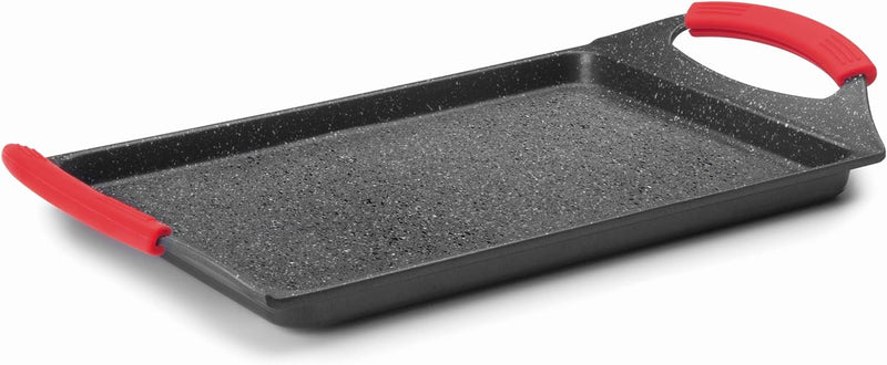 LACOR 24135-Grillplatte glatt Eco Stein 33 x 25 cm- Schwarz, Metall, 34 cm