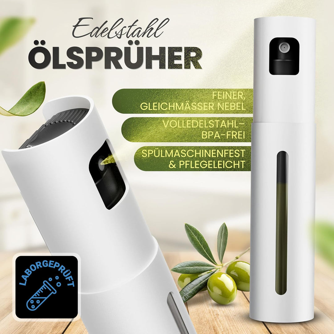 Leisure Life® | NEU: Premium Ölsprüher 2.0 – Volledelstahl 100ml | UV-Schutz, BPA-frei, spülmaschine