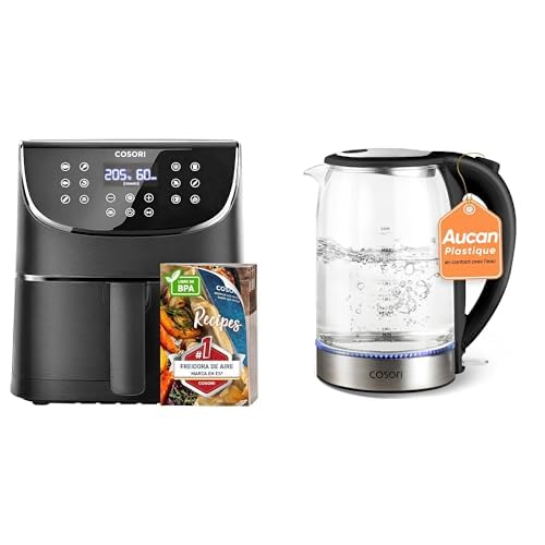 COSORI Heissluftfritteuse 5,5L XXL Friteuse Heissluft Fritteusen+COSORI Wasserkocher Glas mit Upgrad