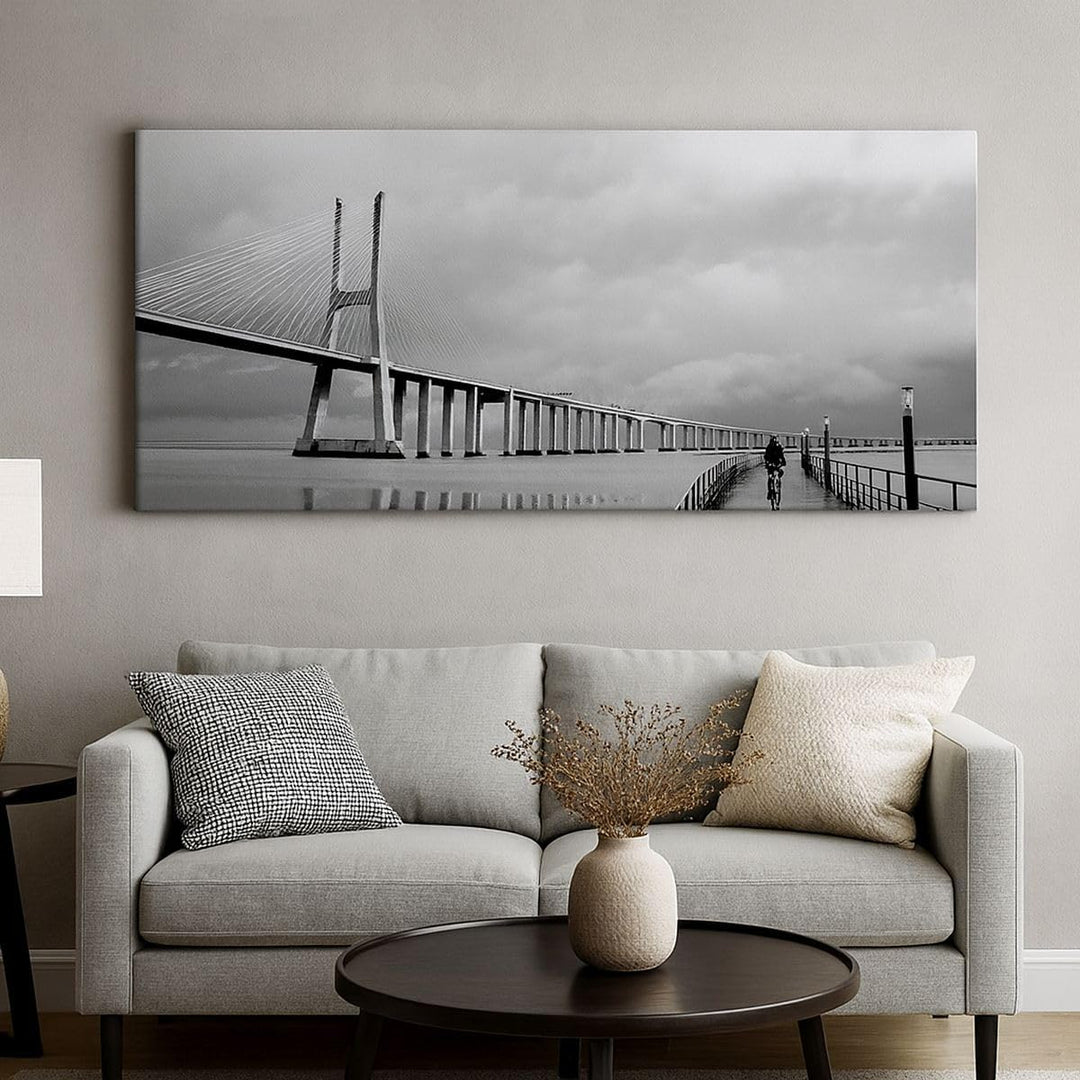 Wandbilder Dekoration Wohnzimmer Architektur fahrrad lissabon tourismus Bilder auf Leinwand 120x50cm
