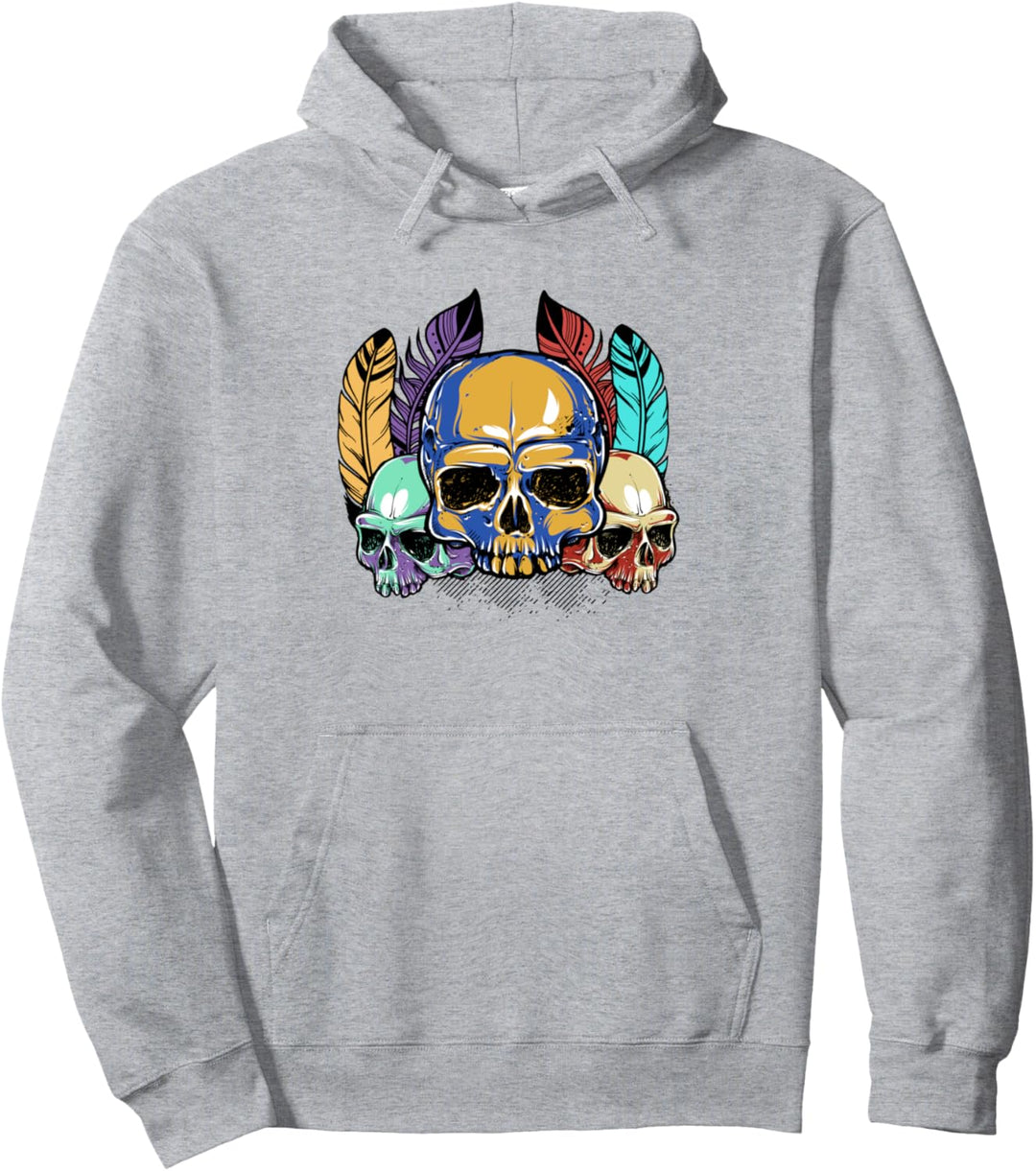 Federschmuck Skull Federn Muster Gothic Goth Ästhetik Pullover Hoodie
