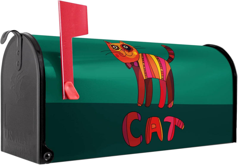 banjado® Amerikanischer Briefkasten - US Mailbox/Letterbox mit Motiv Orange Katze 51x22x17cm - Postk