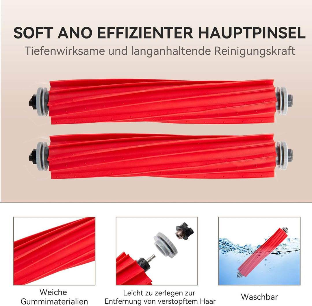 Zubehör kompatibel mit Roborock Q7, Q7+, Q7 Max, Q7 Max+ – Saugroboter Ersatzteile: 2 Hauptbürsten,