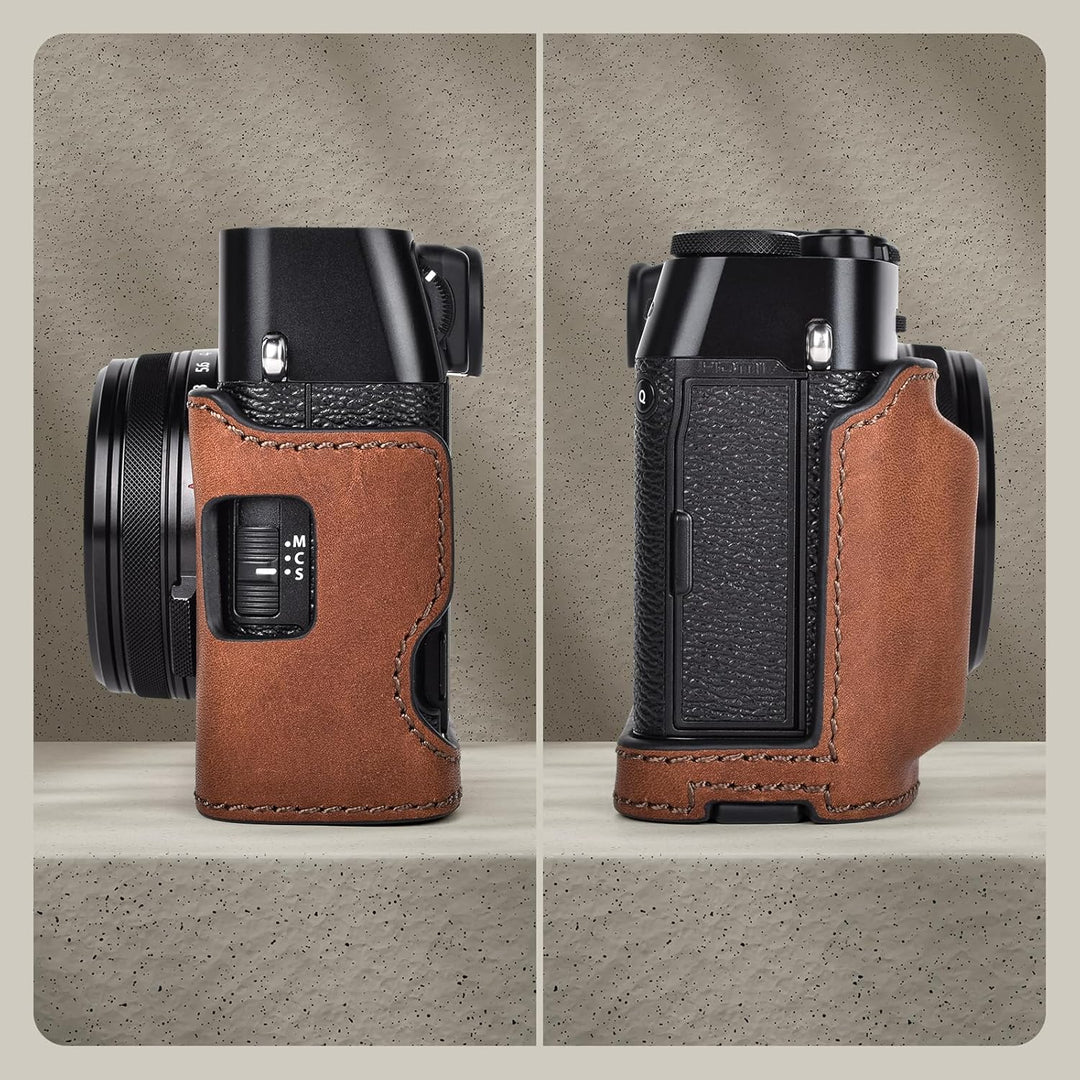 MUZIRI KINOKOO Fuji X100VI Tasche, Echtleder Halbschutzhülle kompatibel für Fujifilm X100VI Kamera –