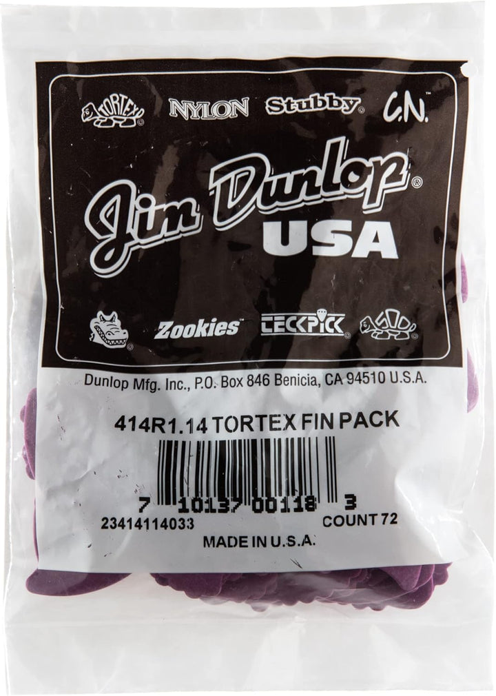 Médiators Jim Dunlop 1,14mm Tortex Fin 1,14mm sachet de 72 Sachet de 72 1,14mm, Sachet de 72 1,14mm