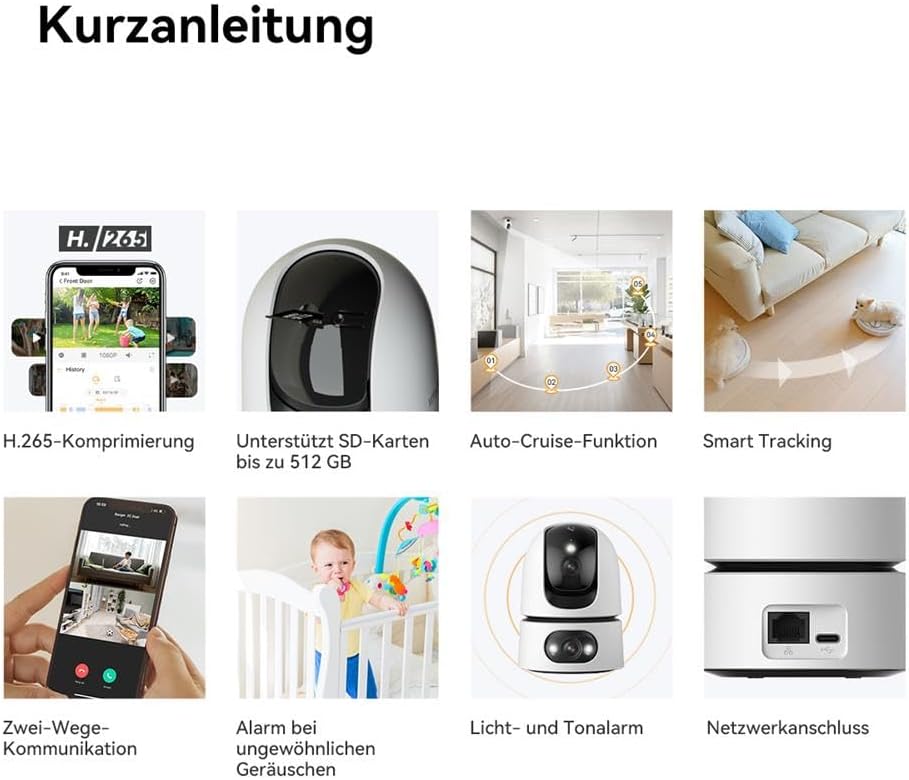 Imou Ranger Dual Pro 3MP+3MP WLAN Innenkamera mit 2 Objektiven, 360° PTZ, Dualband WiFi 6, Vollfarb-