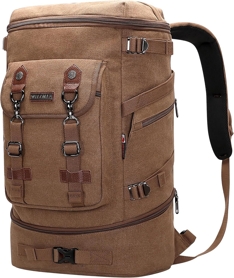 WITZMAN Vintage Canvas Rucksack Gross Reiserucksack Herren Convertible Reisetasche Laptop Rucksack W