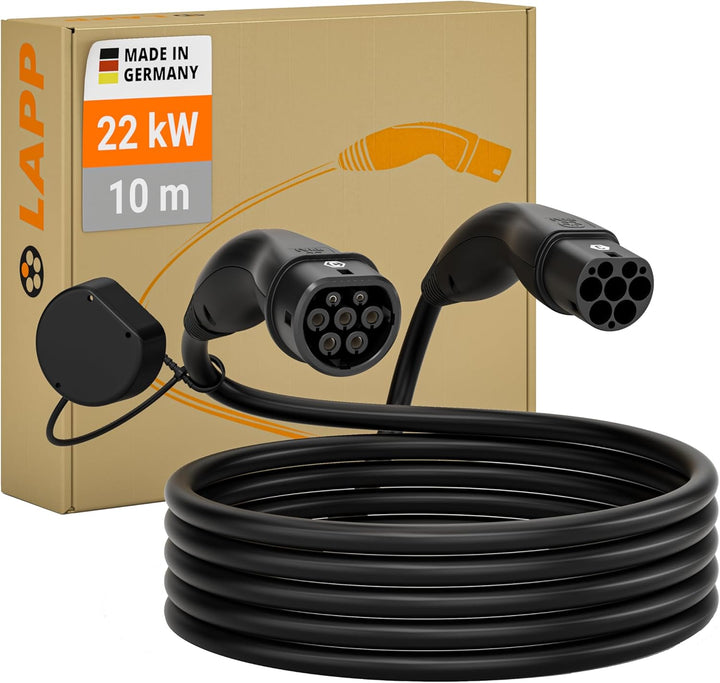 LAPP Mobility Typ 2 Ladekabel 22 KW/Glatt / 32 A / 3-Phasig/E-Auto Ladekabel/Mode 3 / 10m 10 Meter S