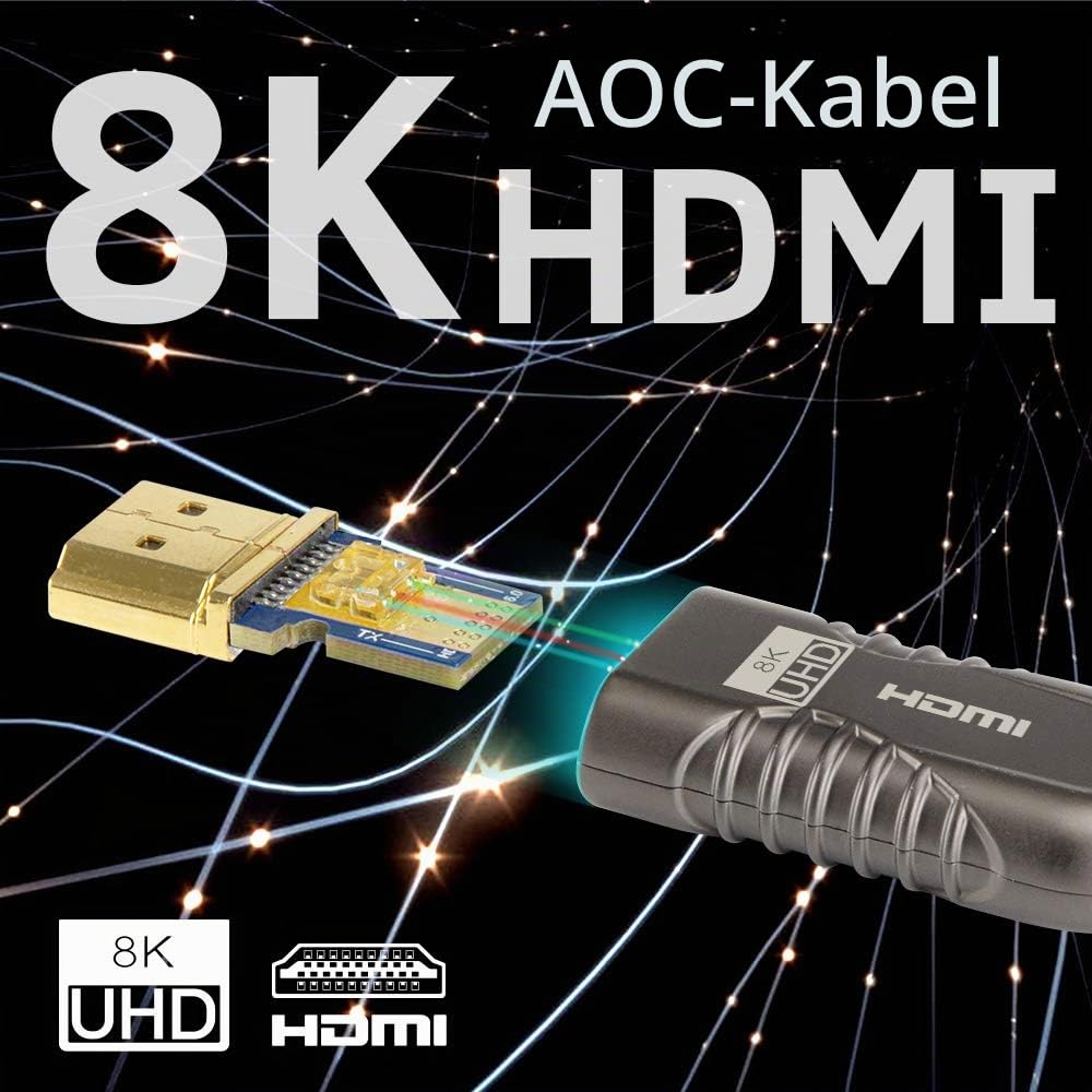 phoossno Gen 2 zertifiziertes 8K Glasfaser HDMI 2.1 Kabel Ultra High Speed HDMI Kabel 48Gbps 33ft 10