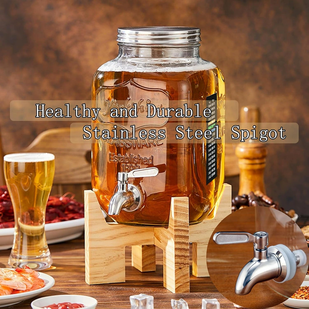 Kombucha Brauset mit 5,0L Glasfermenter & Hahn – Komplett-Set mit Edelstahl-Trichter, Tuch, Temperat