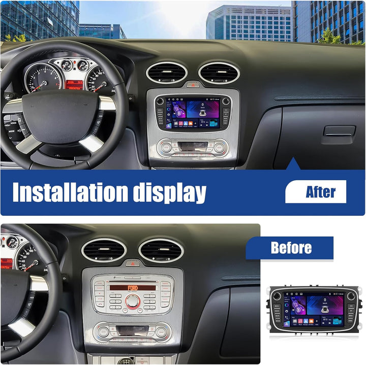 CAMECHO 4+64G Android 13 Autoradio für Ford Focus mk2 Mondeo Cmax Galaxy Smax Kuga mit Carplay/Andro