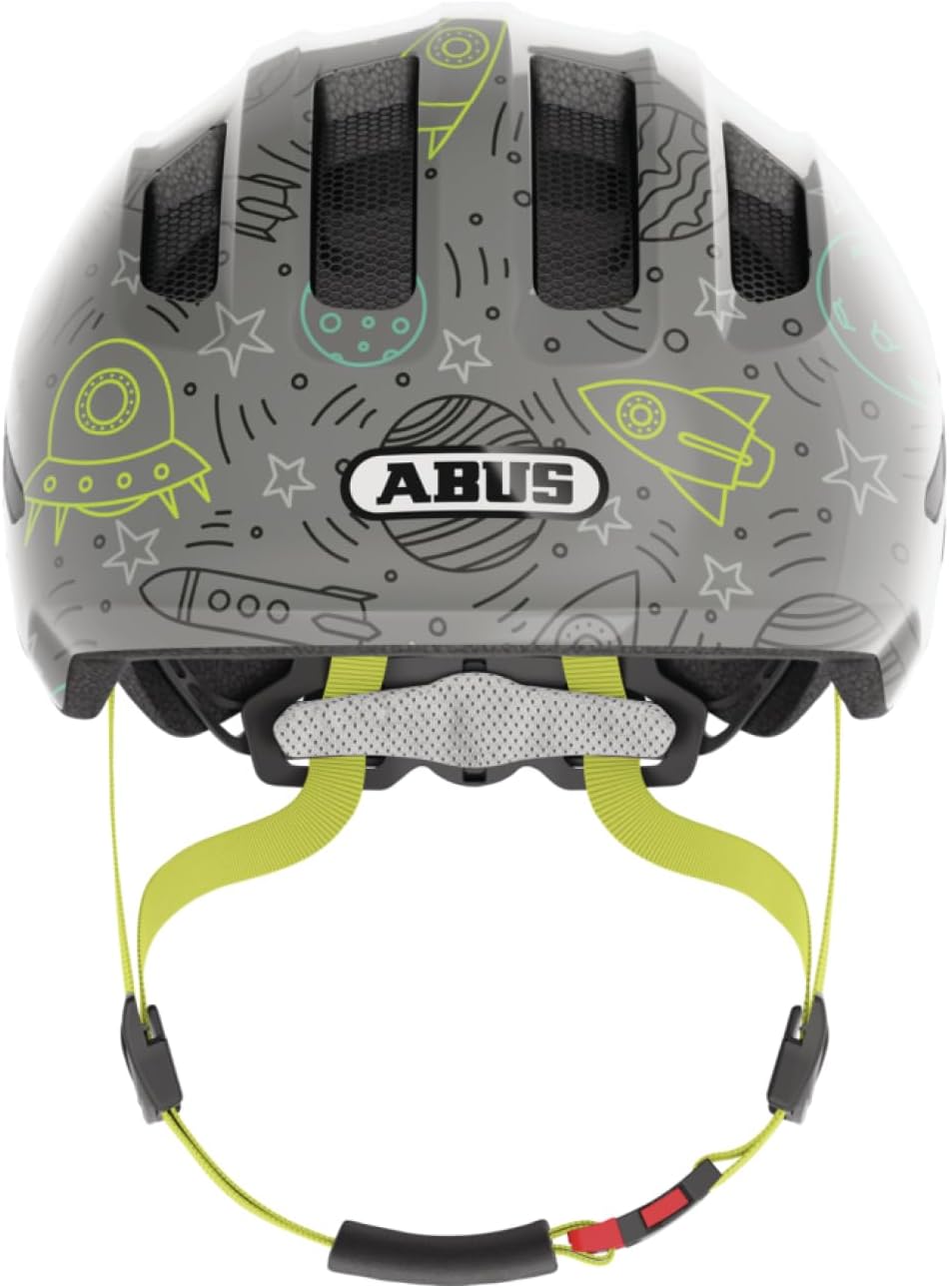 ABUS Kinderhelm Smiley 3.0 LED - Fahrradhelm mit Licht - tiefe Passform & Platz für einen Zopf - für