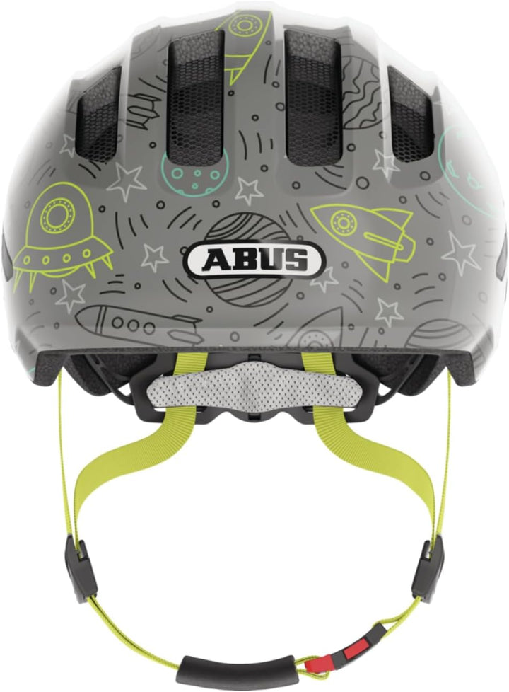 ABUS Kinderhelm Smiley 3.0 LED - Fahrradhelm mit Licht - tiefe Passform & Platz für einen Zopf - für