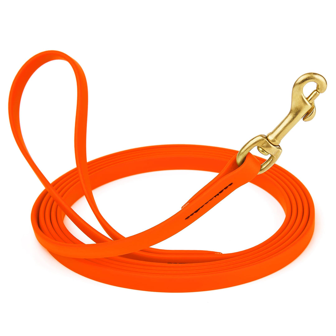 Viper Biothane Hundeleine mit Langer Leine für Hunde, 2 Farben und 6 Grössen Orange 1/2" x 33ft, Ora