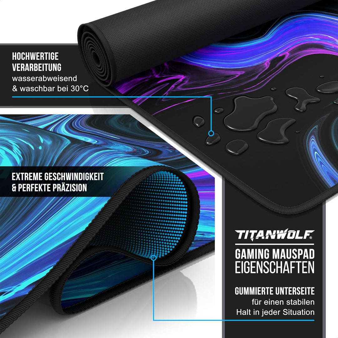 TITANWOLF - XXL Speed Gaming Mauspad 900x400mm - XXL Mousepad - Tischunterlage Large Size - verbesse