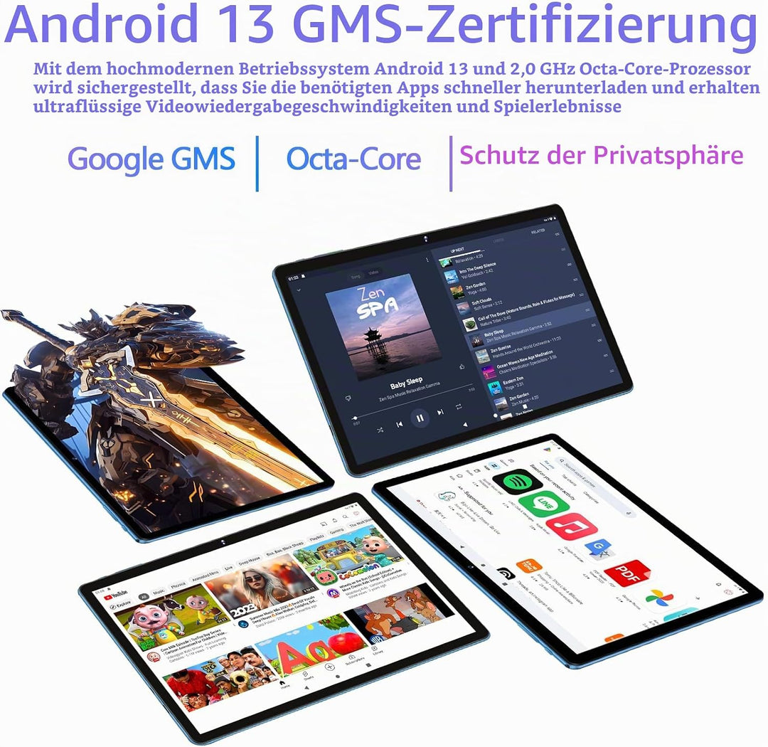 GOODTEL Neueste Tablet 10.1 Zoll Android mit 12GB RAM+128GB ROM 1TB TF, 5G+2.4G WiFi, GPS, Bluetooth